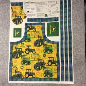 Cut N Sew Panel  John Deere BBQ Apron Oven Mitt and Towel Applique Uncut NEW